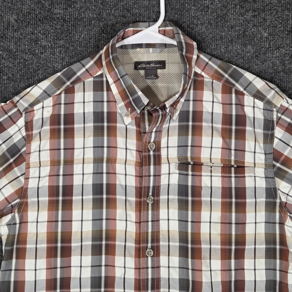 Eddie Bauer Travex Plaid Shirt Mens Small Long Sleeve Ventilated Outdoor Hiking